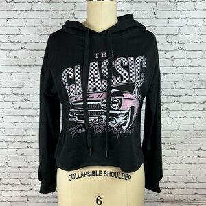 Altar'd State | black vintage design “the classic” cropped hoodie sweater XS